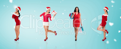 Composite image of woman standing with shopping bags