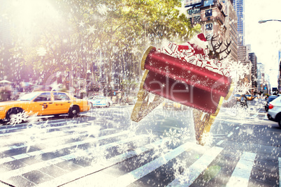 Composite image of santa flying his sleigh