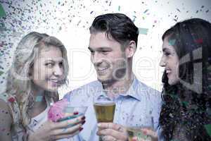 Composite image of friends toasting