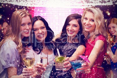 Composite image of friends with drinks