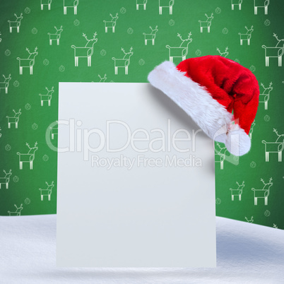 Composite image of santa hat on poster