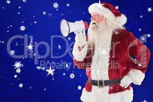 Composite image of santa claus is using a megaphone