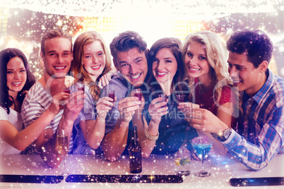 Composite image of friends with drinks