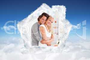 Composite image of young couple posing