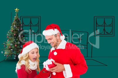 Composite image of young festive couple