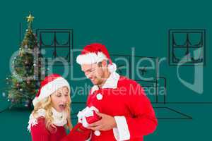 Composite image of young festive couple