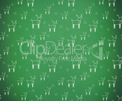 Green and white reindeer pattern wallpaper