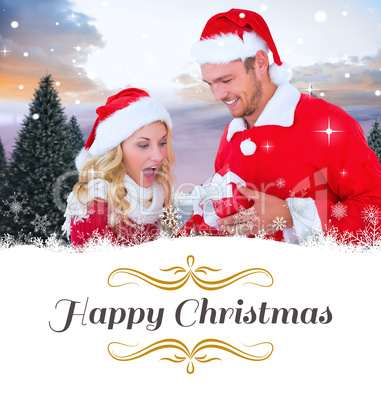 Composite image of young festive couple