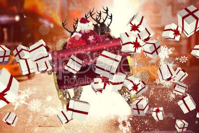 Composite image of white and red christmas presents
