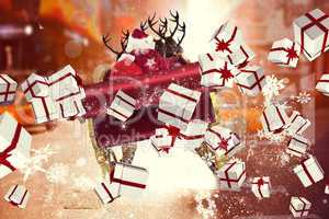 Composite image of white and red christmas presents