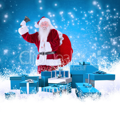 Composite image of santa claus ringing bell