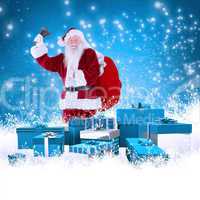 Composite image of santa claus ringing bell