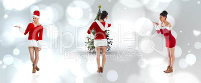 Composite image of different festive brunettes