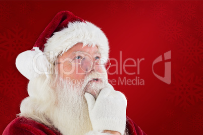 Composite image of santa is thinking about something