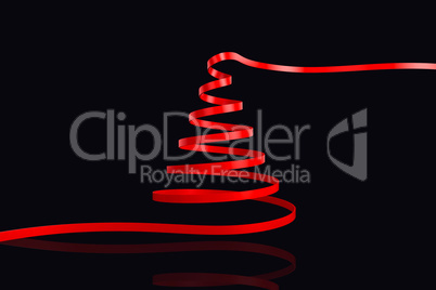 Composite image of red christmas tree ribbon