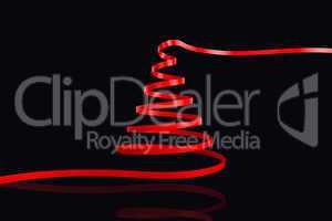 Composite image of red christmas tree ribbon