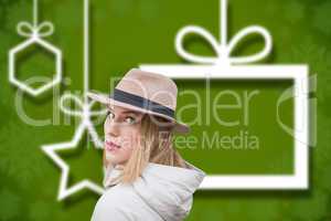 Composite image of pretty hipster blonde