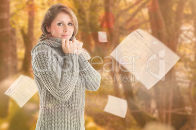 Composite image of pretty girl in jumper