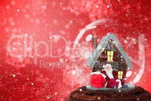 Composite image of santa sitting in snow globe