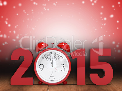 Composite image of 2015 with alarm clock