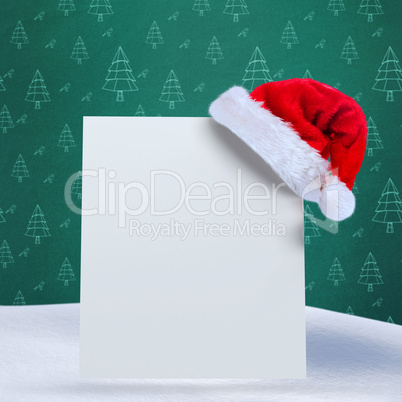 Composite image of santa hat on poster