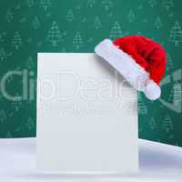 Composite image of santa hat on poster