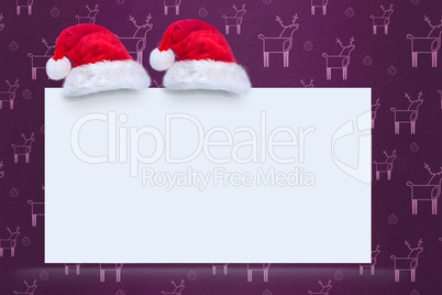 Composite image of santa hat on poster