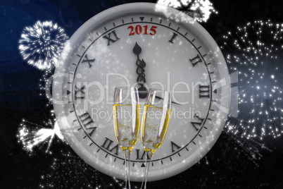 Composite image of clock counting to midnight