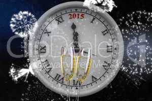 Composite image of clock counting to midnight