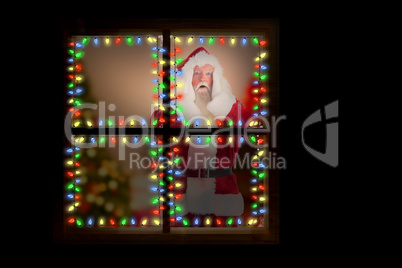 Composite image of santa is shocked to camera