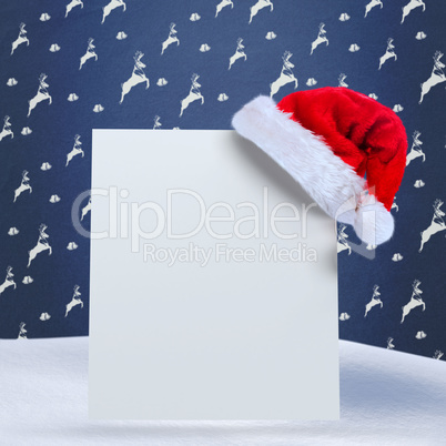 Composite image of santa hat on poster