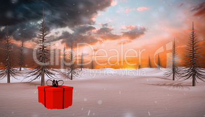 Composite image of red and black gift