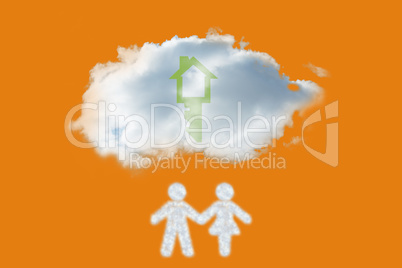 Composite image of cloud in shape of couple