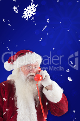 Composite image of santa on his red phone