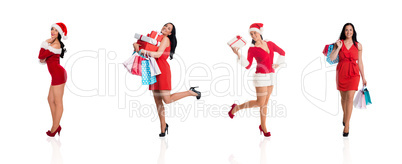 Composite image of woman standing with shopping bags