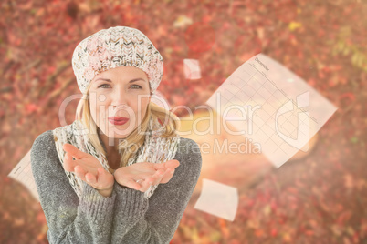 Composite image of happy winter blonde