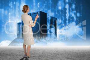 Composite image of thinking businesswoman