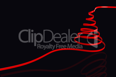 Composite image of red christmas tree ribbon