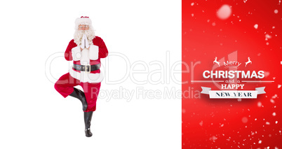 Composite image of santa claus in tree pose