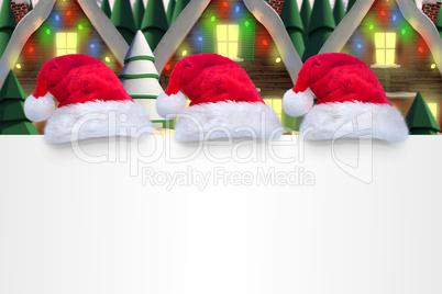 Composite image of santa hat on poster