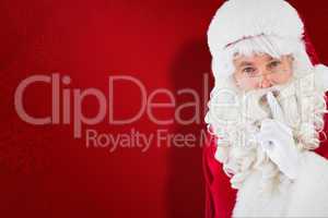 Composite image of portrait of santa keeping a secret