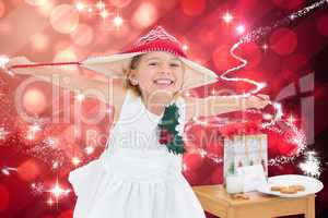 Composite image of cute girl at christmas