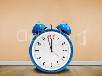 Composite image of 2015 in blue alarm clock