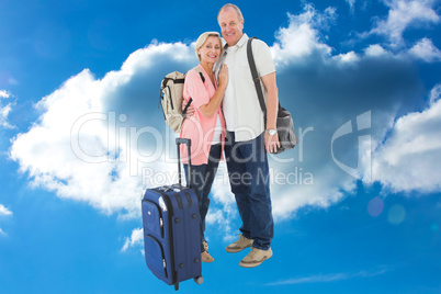 Composite image of smiling older couple going on their holidays