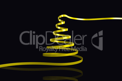 Composite image of yellow christmas tree ribbon