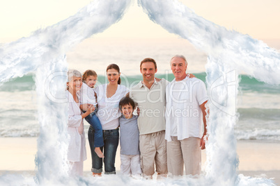 Composite image of beautiful family at the beach