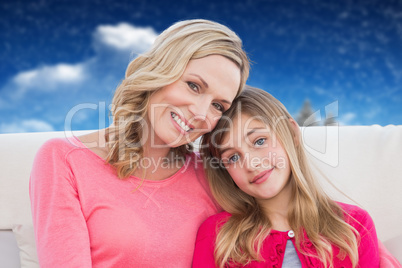 Composite image of mother and daughter