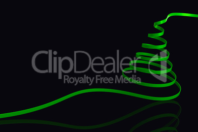 Composite image of green christmas tree ribbon