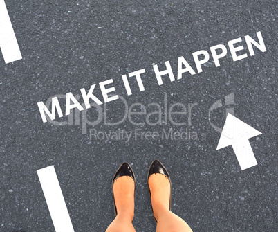 Composite image of businesswomans feet