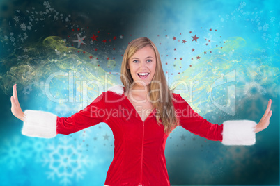 Composite image of festive blonde smiling at camera